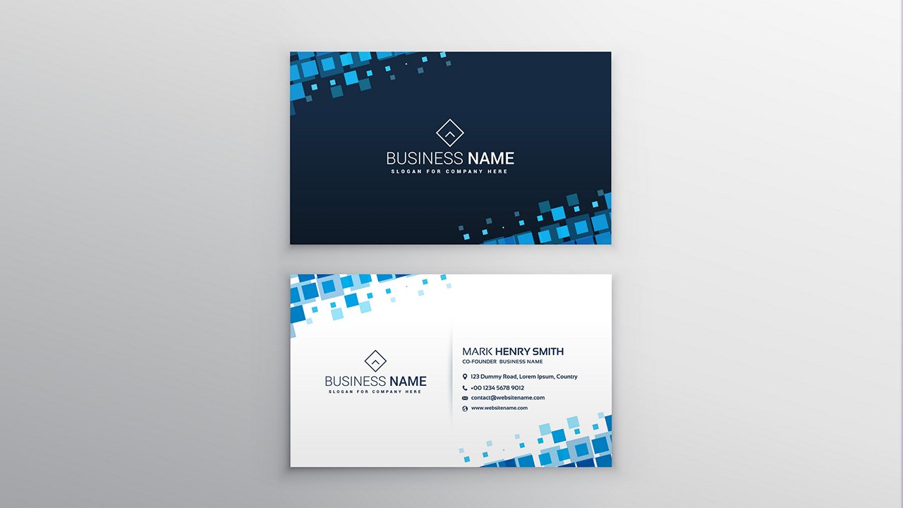 Business card with blue squares – AI Free Download