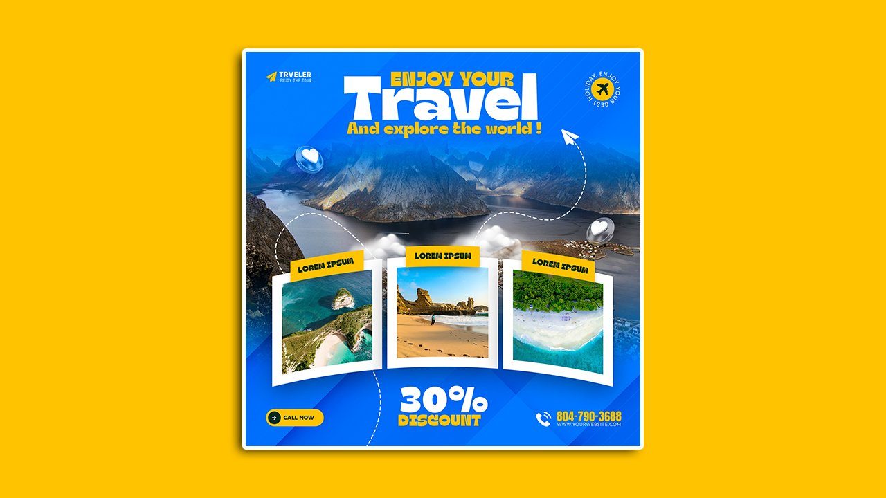 Tour travel agency poster template design - PSD File Free Download