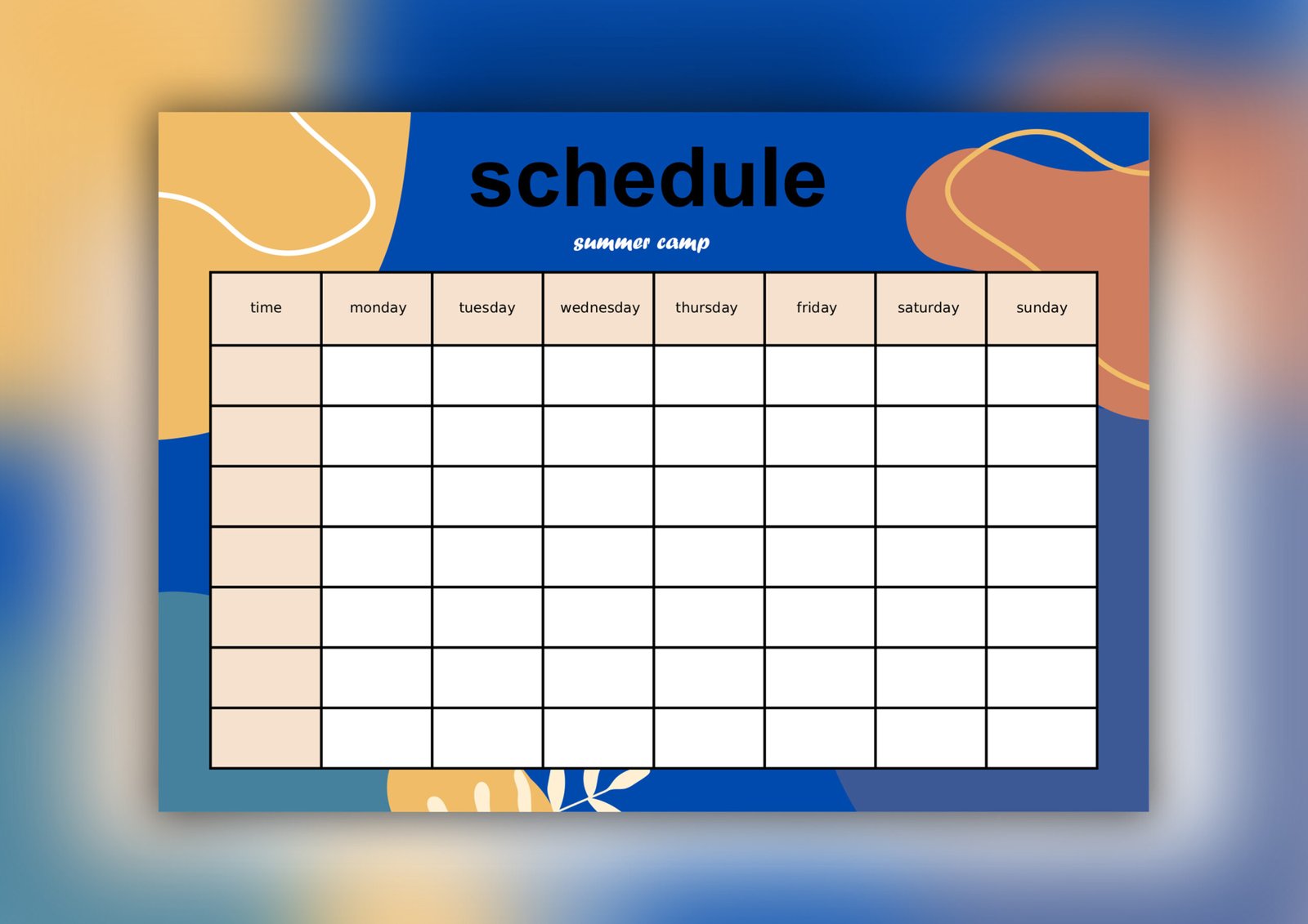 Organic Summer Camp Schedule