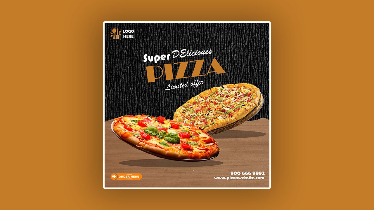 Pizza social media promotion poster design template - PSD File Free Download