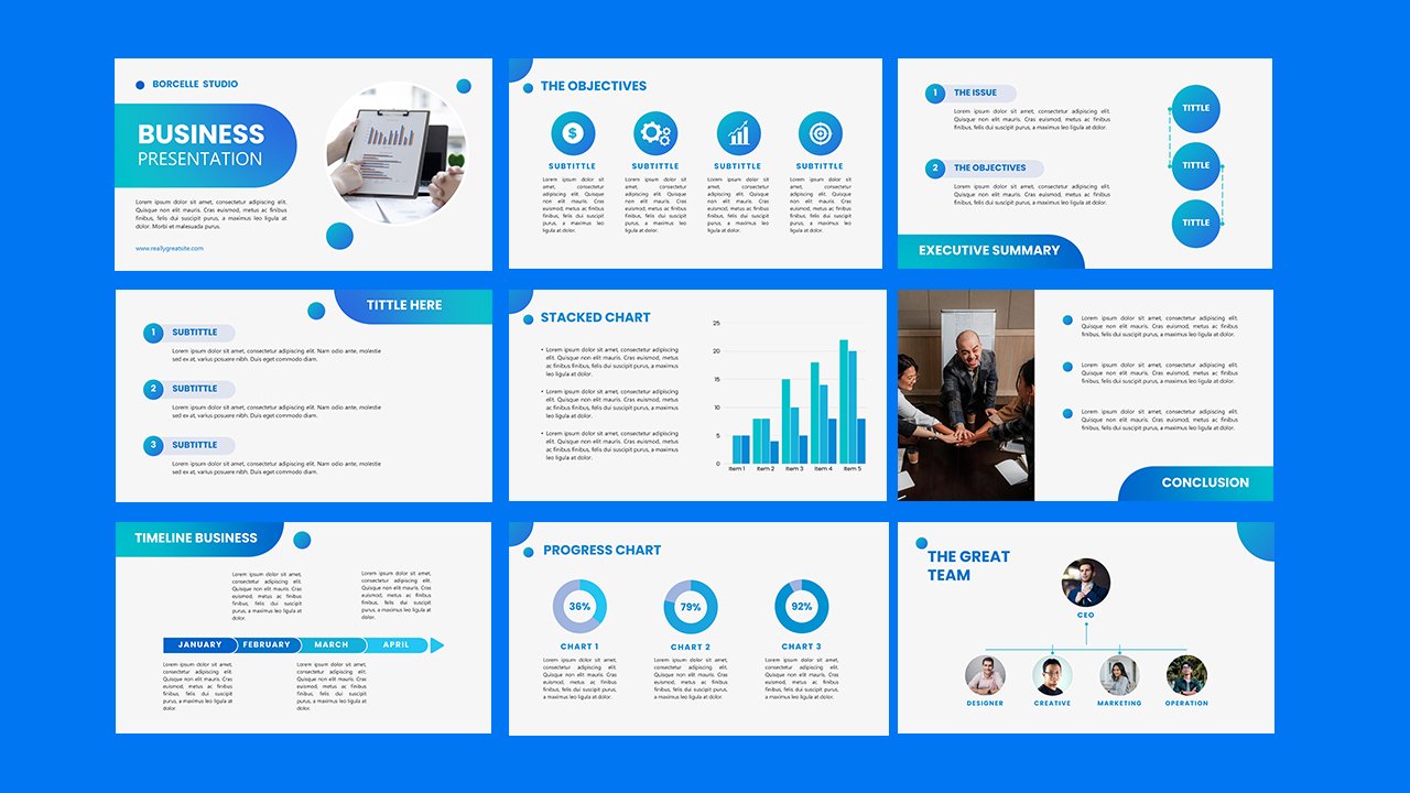 White and Blue Modern Minimalist Business Presentation