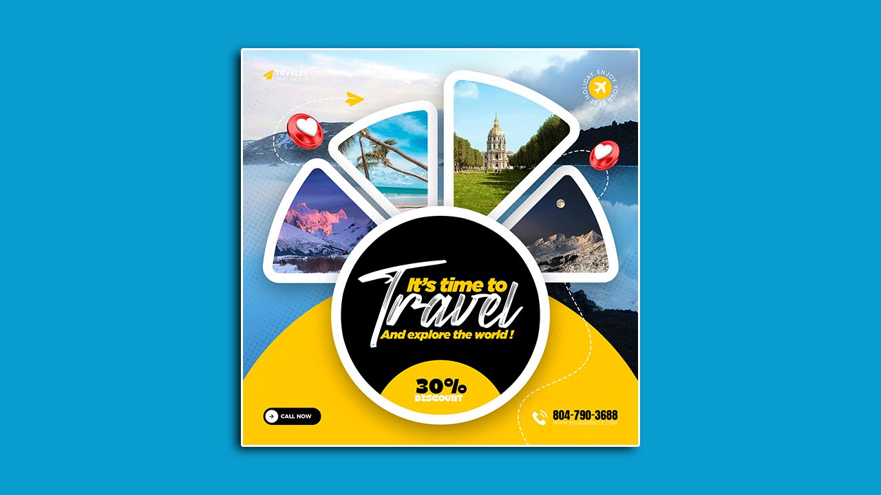 Tour travel agency poster template design - PSD File Free Download