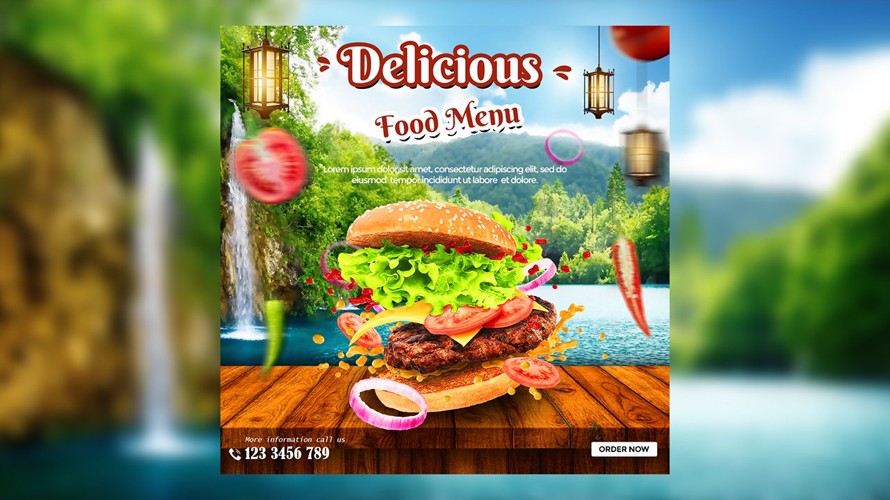 Food Social Media Promotion and Banner Post Design Template - PSD File Free Download