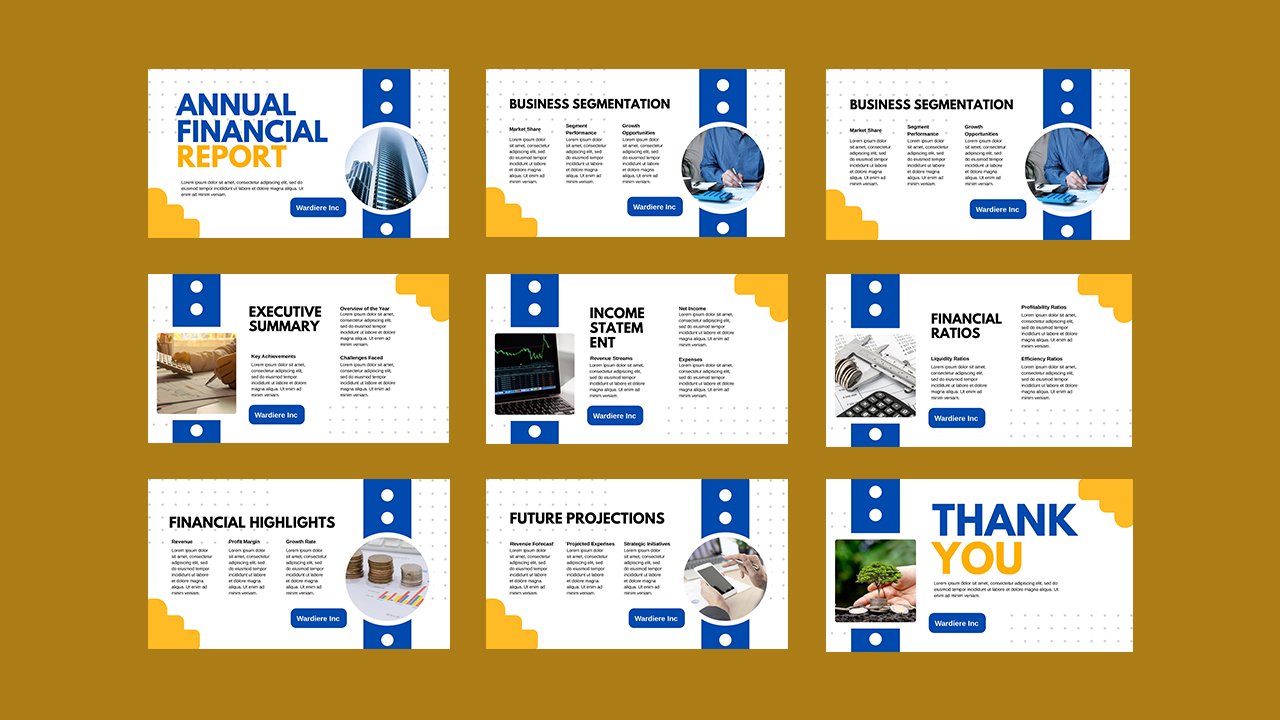 Blue Yellow Simple Modern Geometric Annual Financial Report