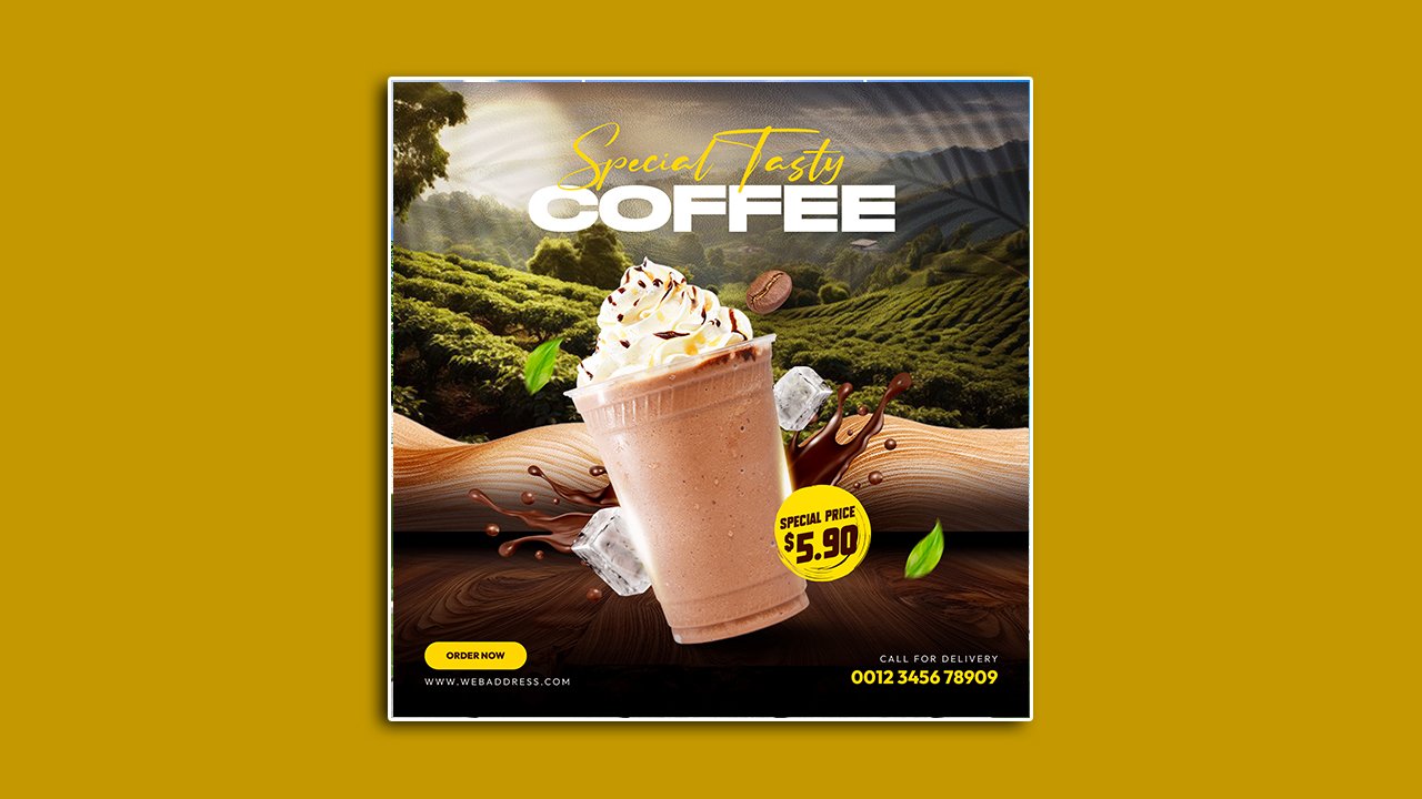 Coffee shop drink menu promotion template design - PSD File Free Download