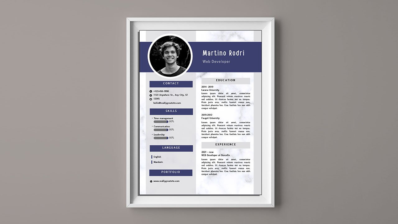 Blue and Gray Simple Web Developer Resume