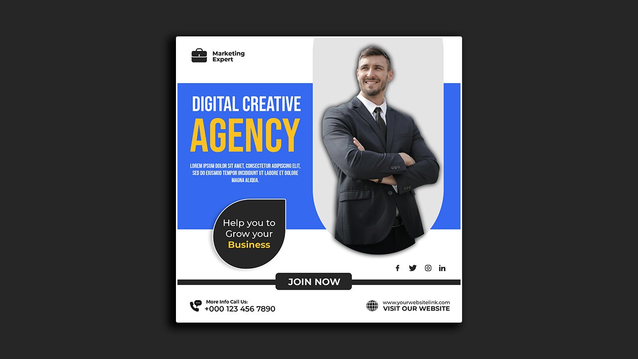 Digital marketing-agency poster template - PSD File Free Download