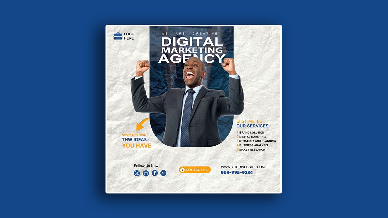 Digital Marketing poster template - PSD File Free Download