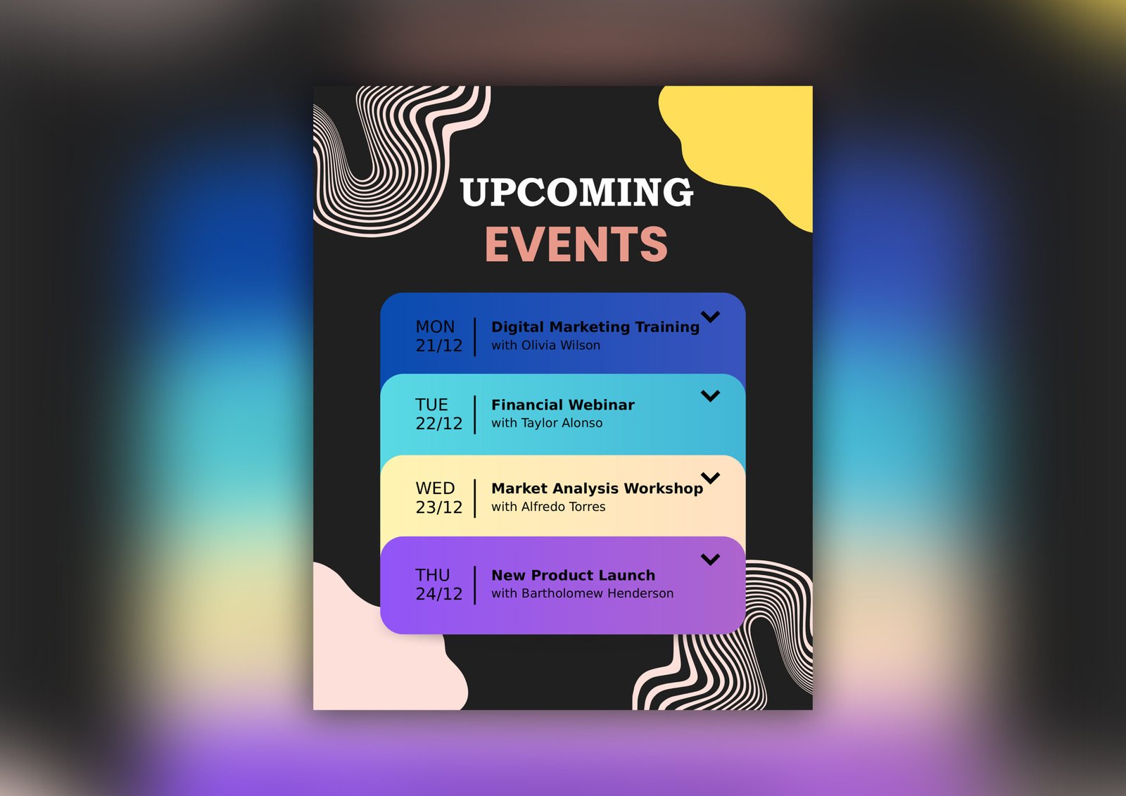 UI Pastel Upcoming Events Schedule Instagram Post