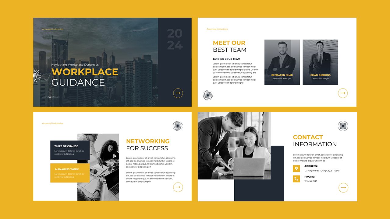 Yellow Modern Professional Workplace Dynamics Professional Presentation – Microsoft Powerpoint Templates Free Download
