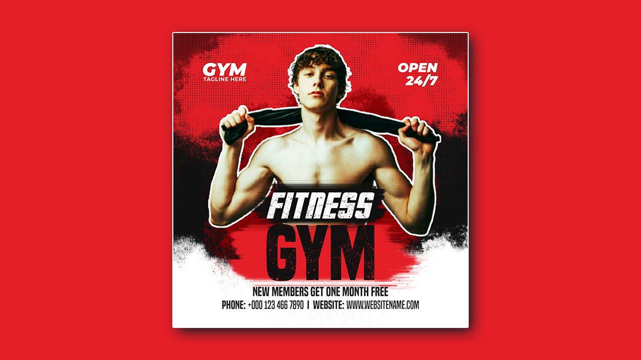 Gym fitness social media post template - PSD File Free Download
