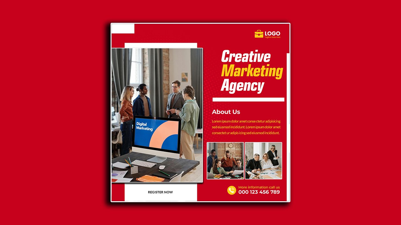 Digital marketing poster template - PSD File Free Download