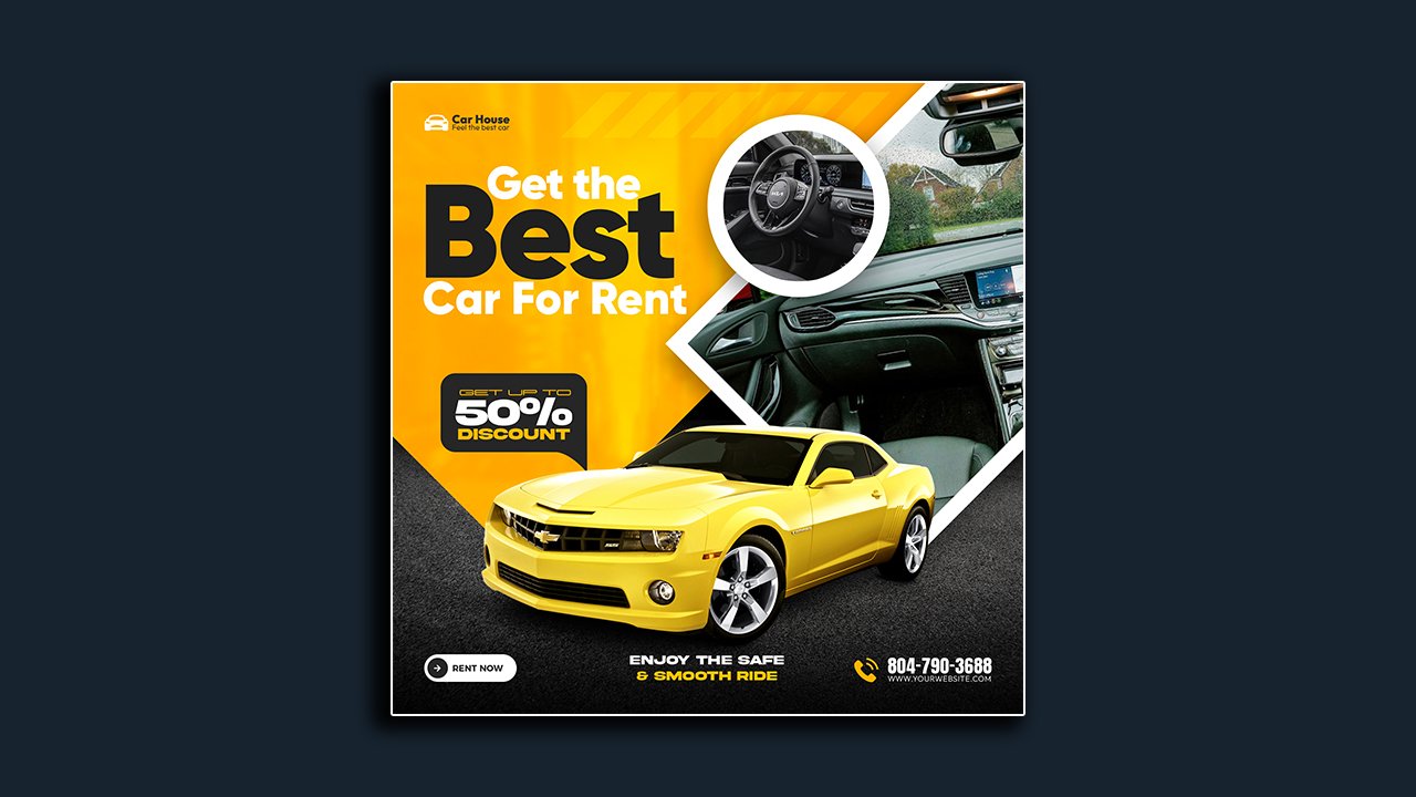 Car rent sale automotive post template - PSD File Free Download