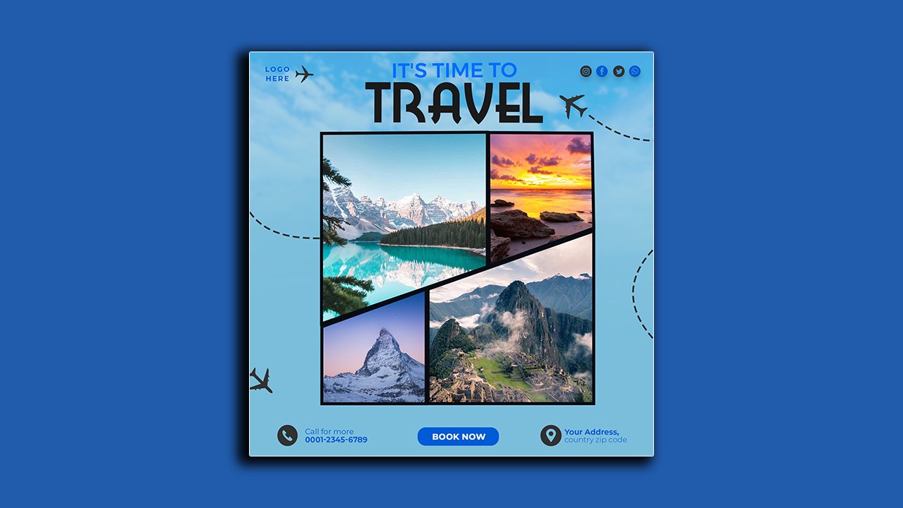 Travel agency post template - PSD File Free Download
