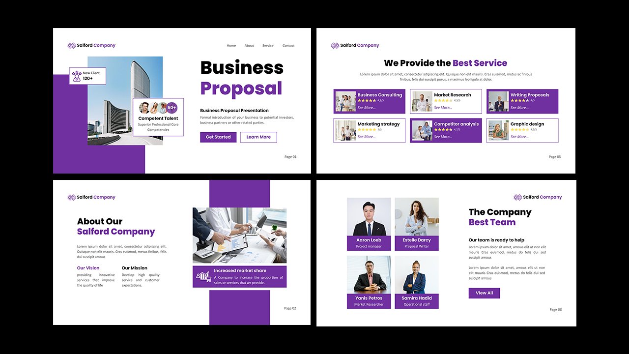 White Purple Modern Business Proposal Presentation – Microsoft Powerpoint Templates Free Download