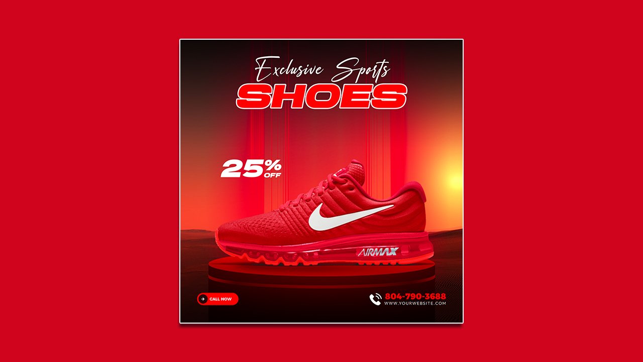 Shoes social media post square design template - PSD File Free Download