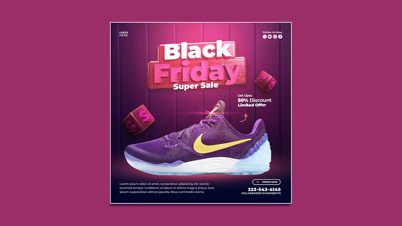 Black Friday super sale social media template - PSD File Free Download