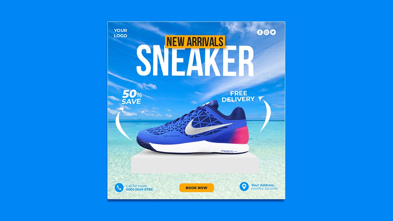 New arrivals sneaker social media design template - PSD File Free Download