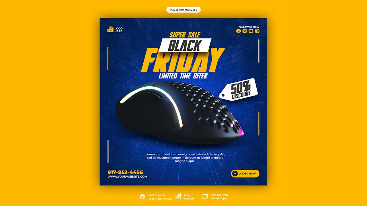 Black friday super sale social media banner template - PSD Free Download