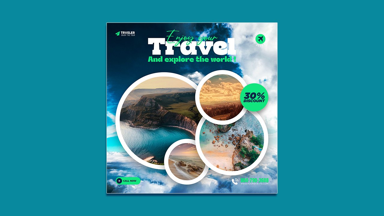 Travel agency poster template design - PSD File Free Download