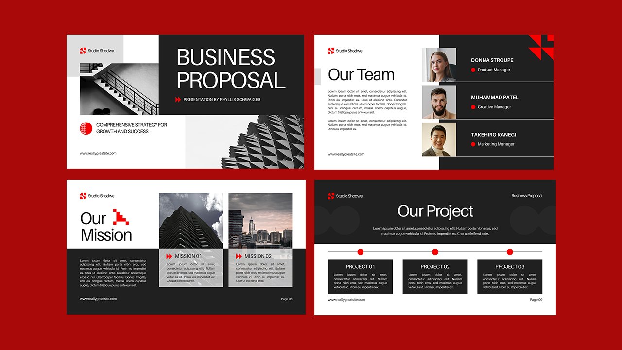 Black and Red Modern Business Proposal Presentation – Microsoft Powerpoint Templates Free Download