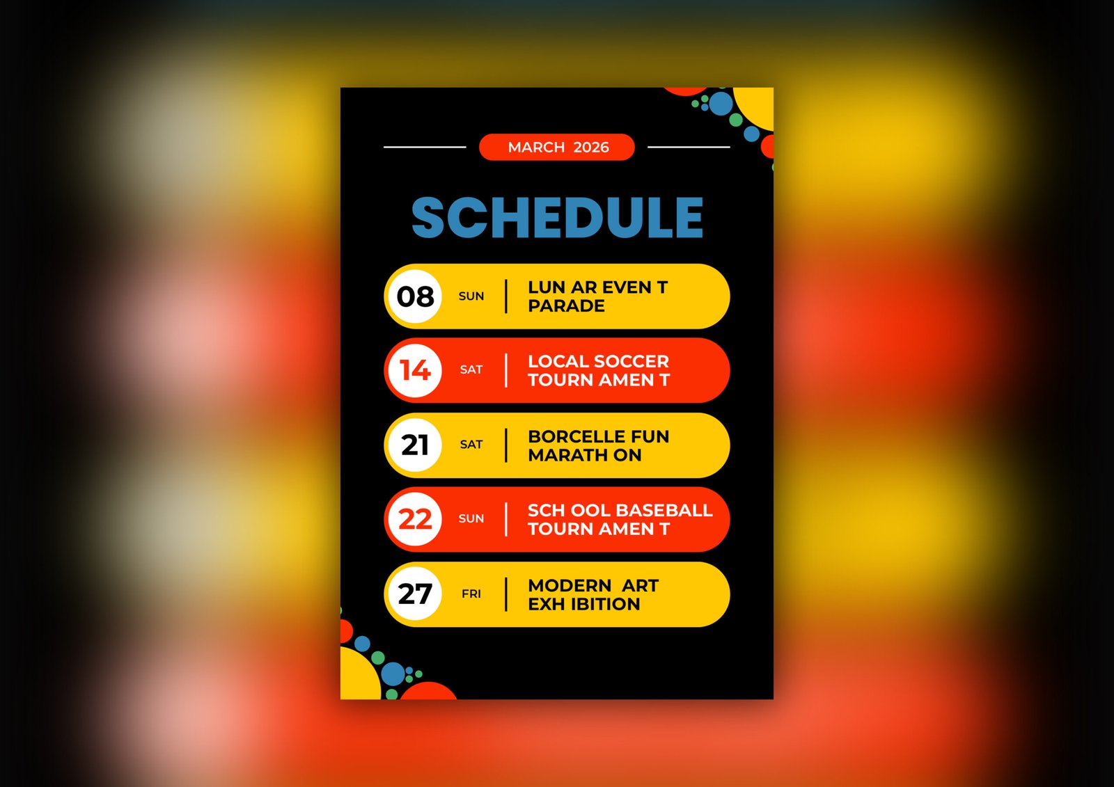 Colorful Modern Event Schedule Flyer