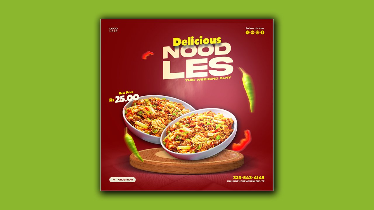 Food menu restaurant social media poster template - PSD File Free Download