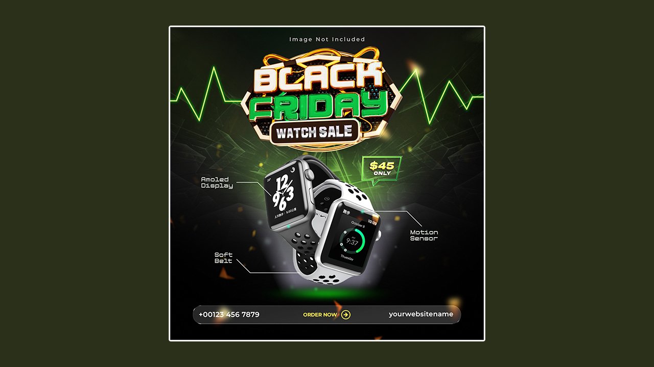 Black Friday discount sale social media post design template - PSD Free Download