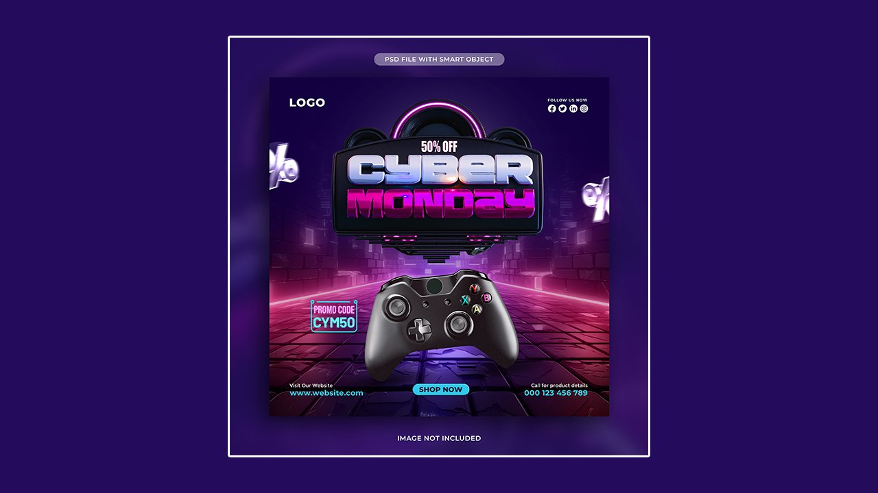 Cyber Monday sale social media post design template - PSD Free Download