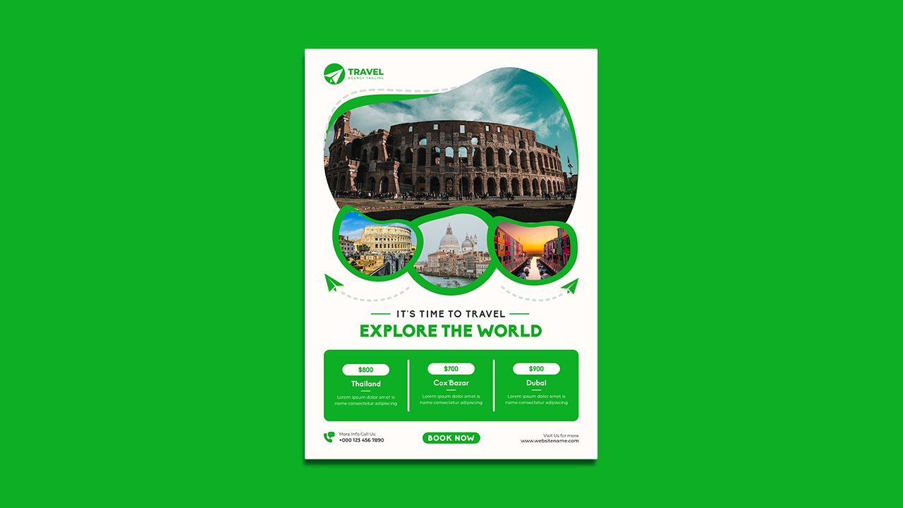 Travel tour flyer template - PSD File Free Download