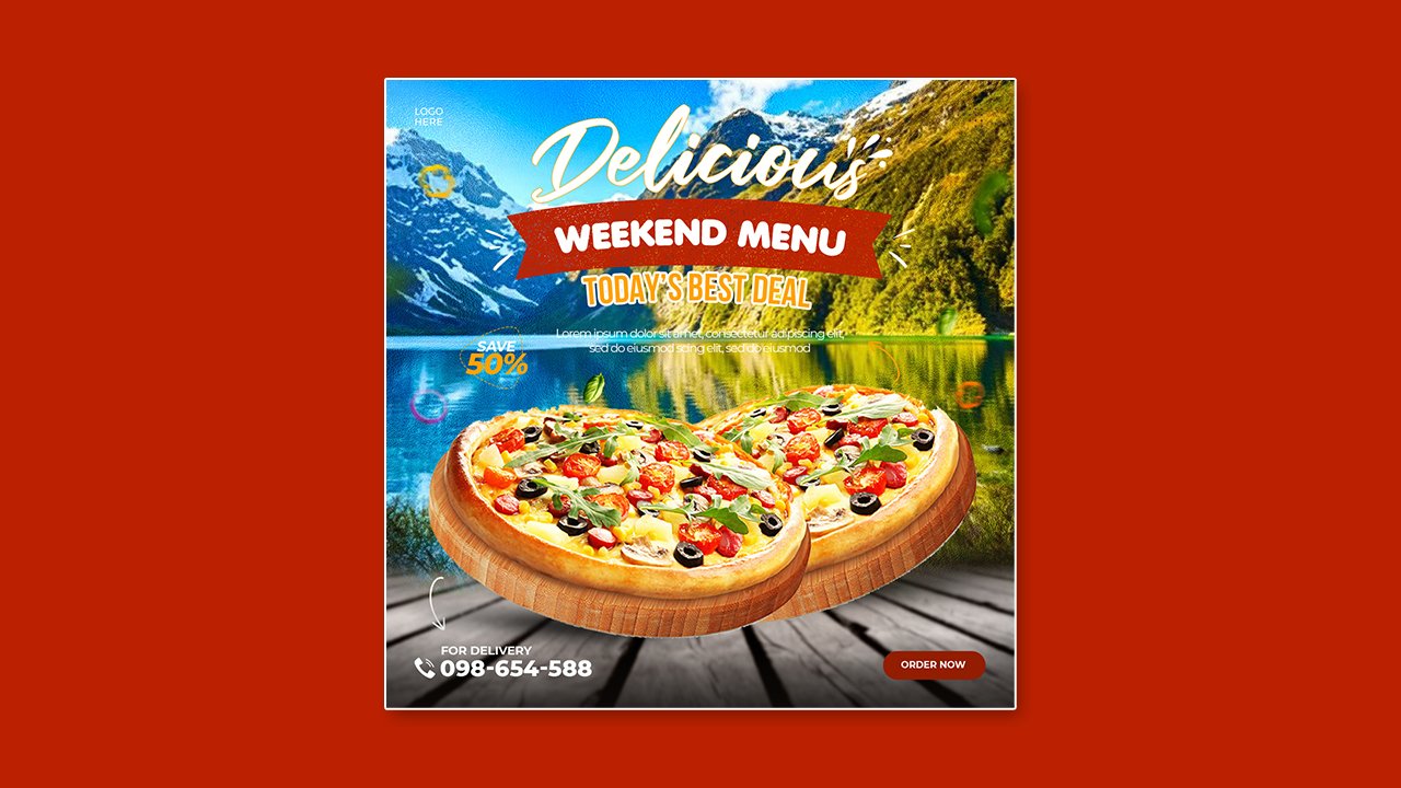 Food social media promotion design template - PSD File Free Download