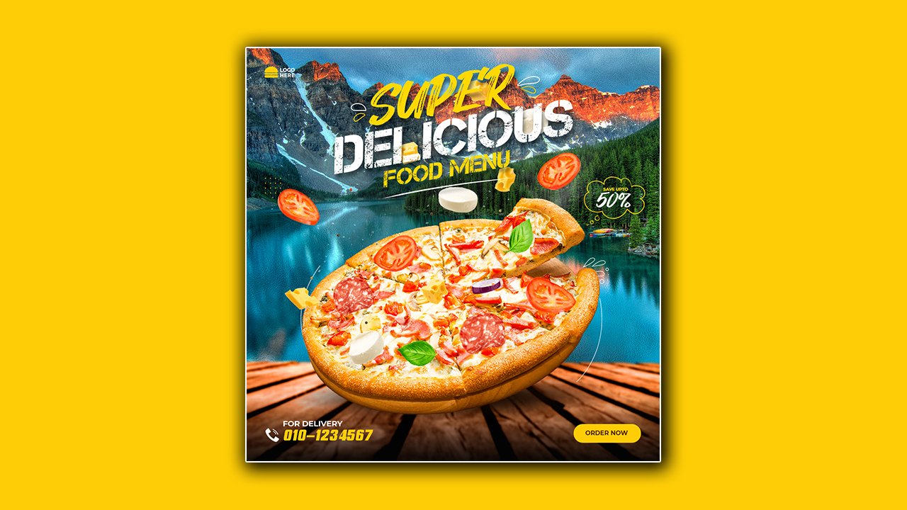 Food social media promotion Instagram poster design template - PSD File Free Download