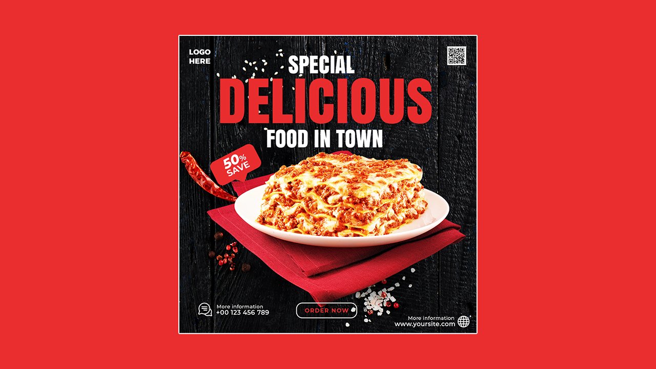 Delicious food social media template - PSD File Free Download