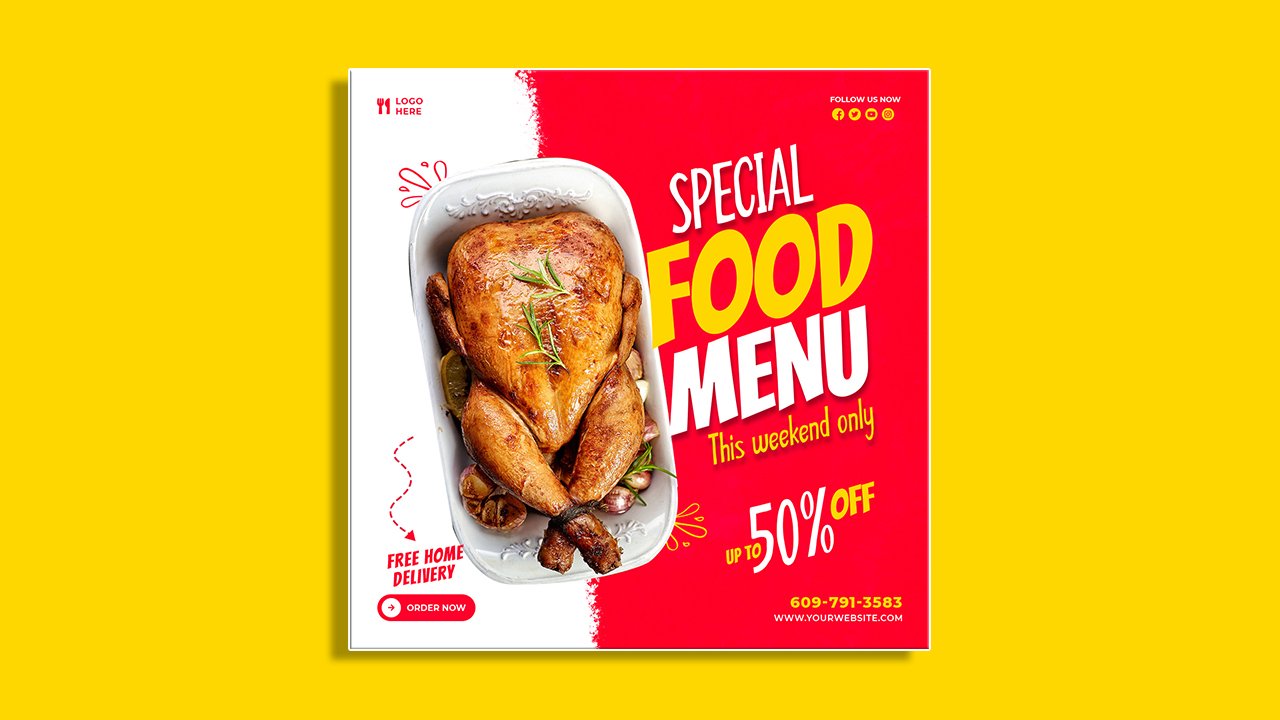 Food menu restaurant social media banner template - PSD File Free Download