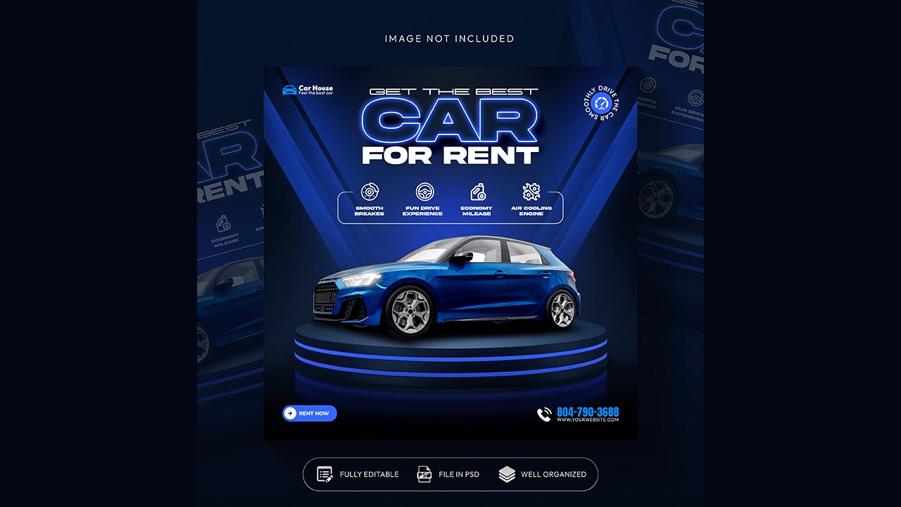 Car rent sale automotive social media banner instagram post template - PSD Free Download