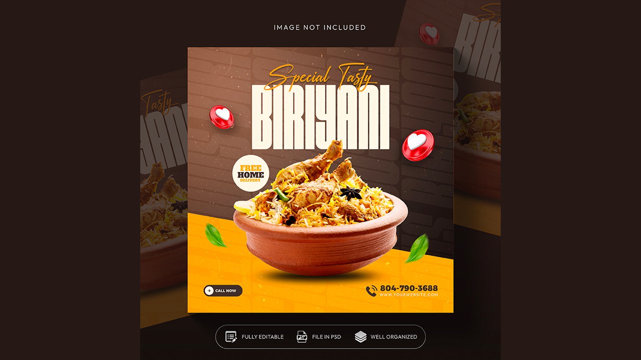 Food social media promotion post template design - PSD Free Download