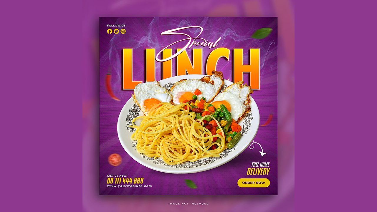 Special lunch menu noodles social media post template - PSD Free Download