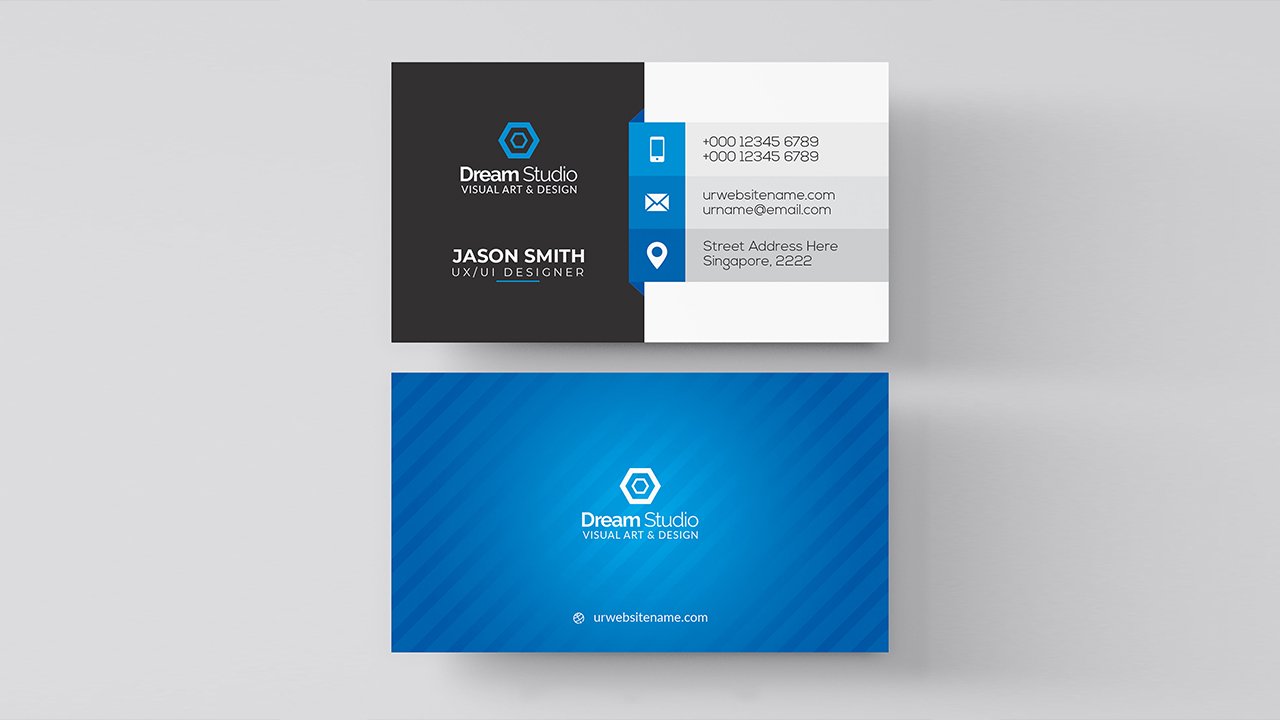 Blue white business card – PSD Free Download