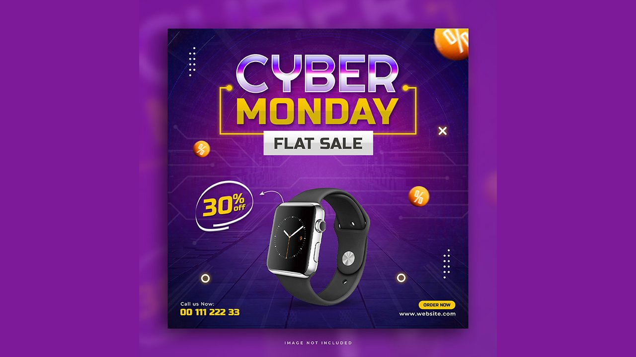 Cyber monday flat sale social media post design template - PSD Free Download