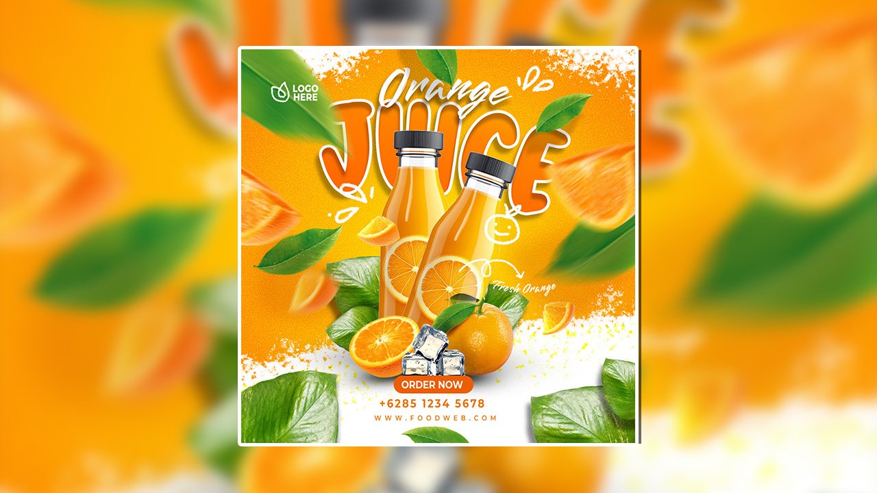 Orange juice food menu social media template - PSD File Free Download