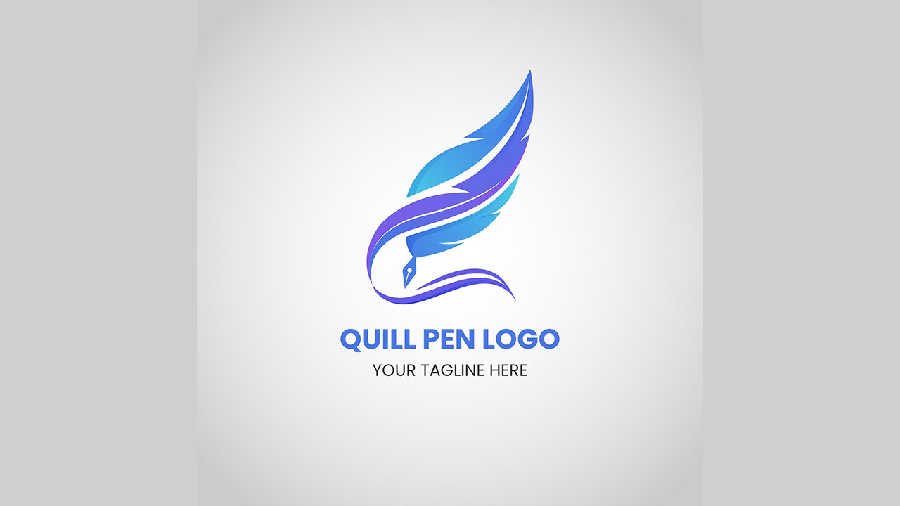 Gradient quill pen logo design template – AI Free Download