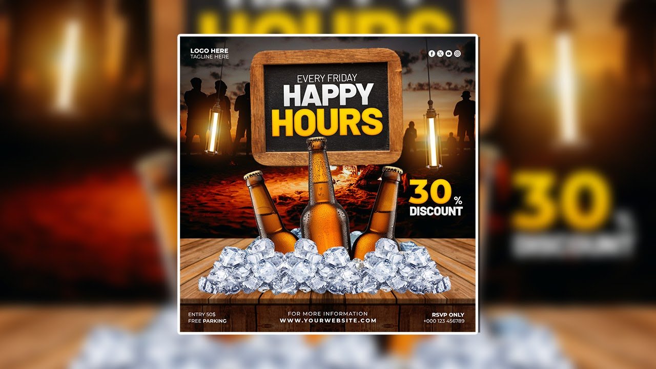 Beer party flyer social media banner template - PSD File Free Download