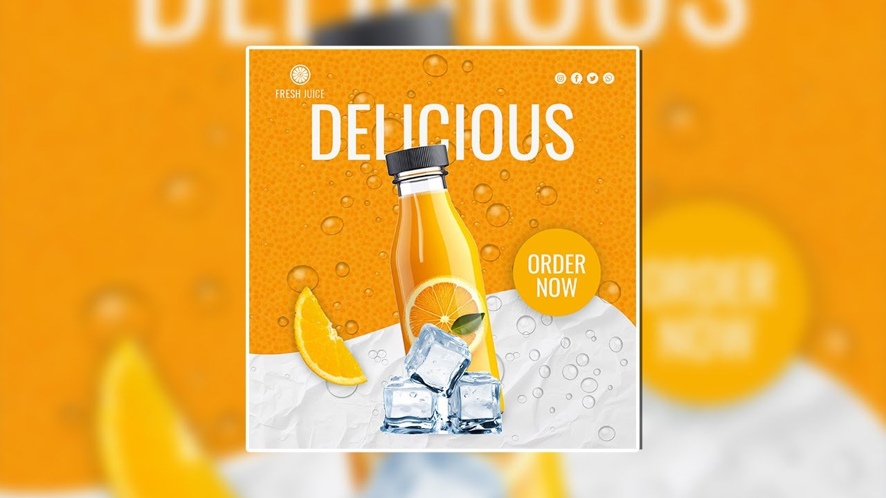 Juice bottle poster template - PSD File Free Download