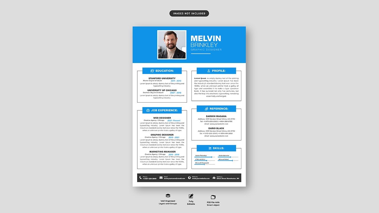 Clean modern resume portfolio cv template – PSD Free Download