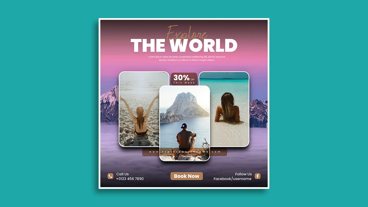 Traveling social media post template