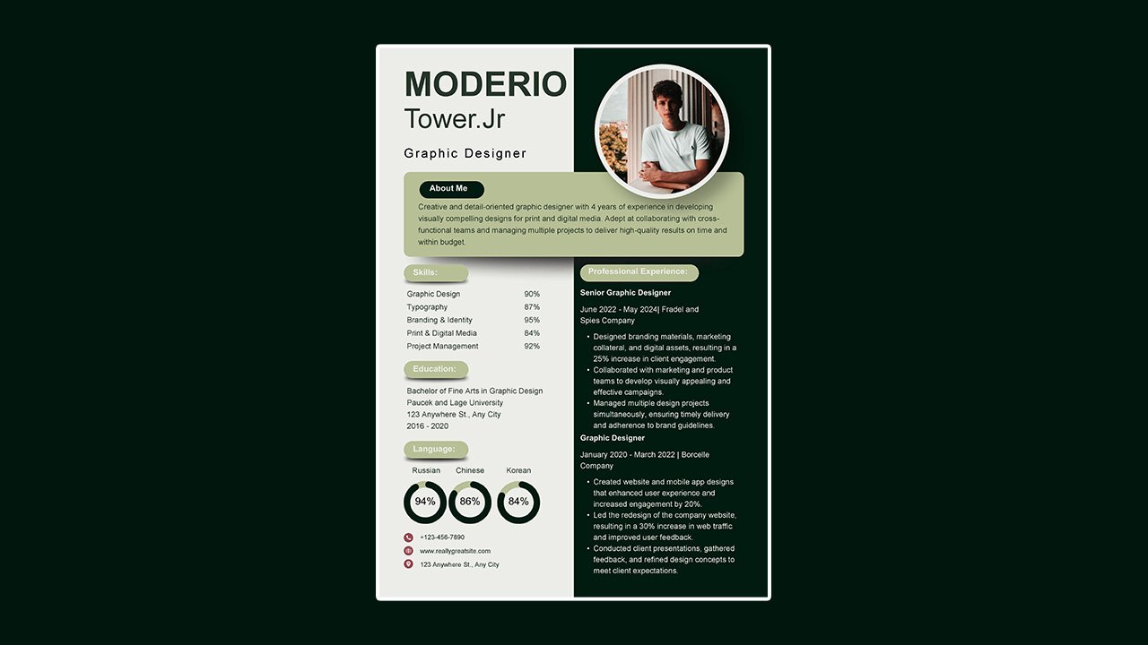 Green Elegant Professional Resume – CV Templates Free Download