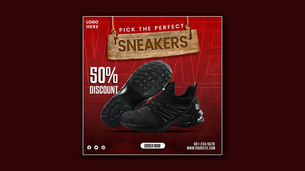 Shoes sale social media poster template-design - PSD File Free Download