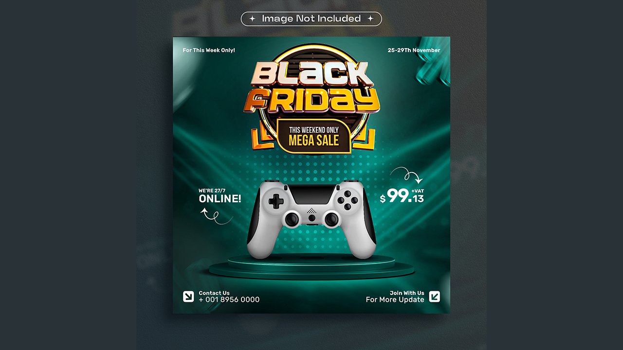 Black Friday mega sale social media post design template - PSD Free Download