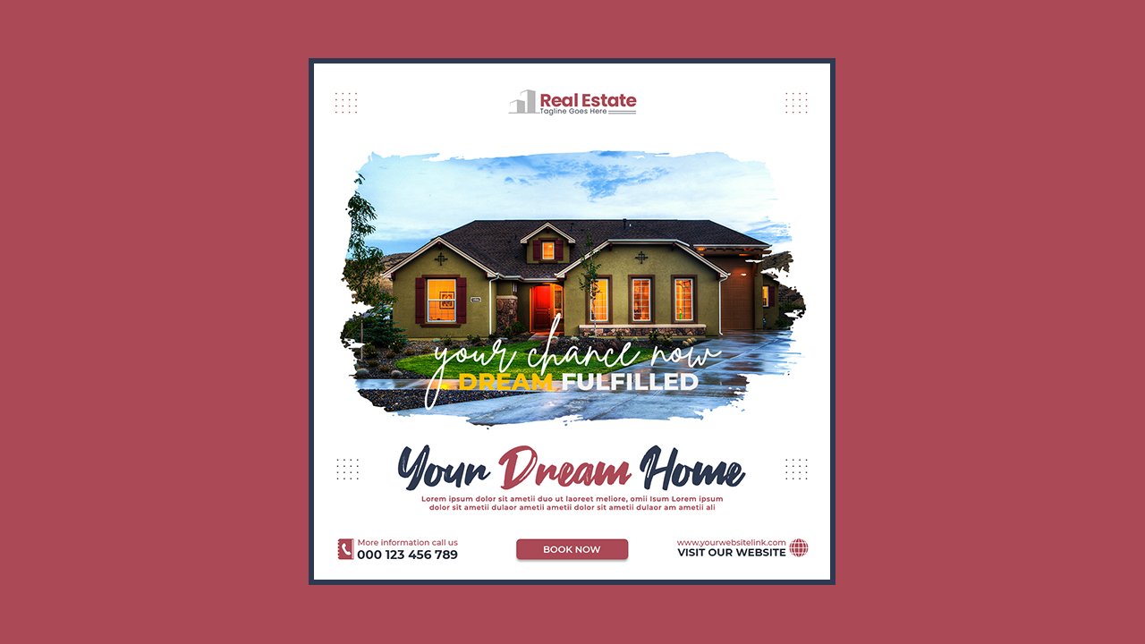 Real estate house social media post square banner template