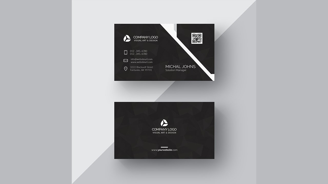 Black business card with silver details – PSD Free Download